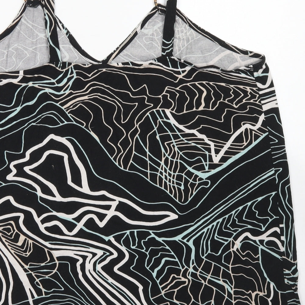 TU Womens Black Geometric Viscose Camisole Blouse Size 18 V-Neck