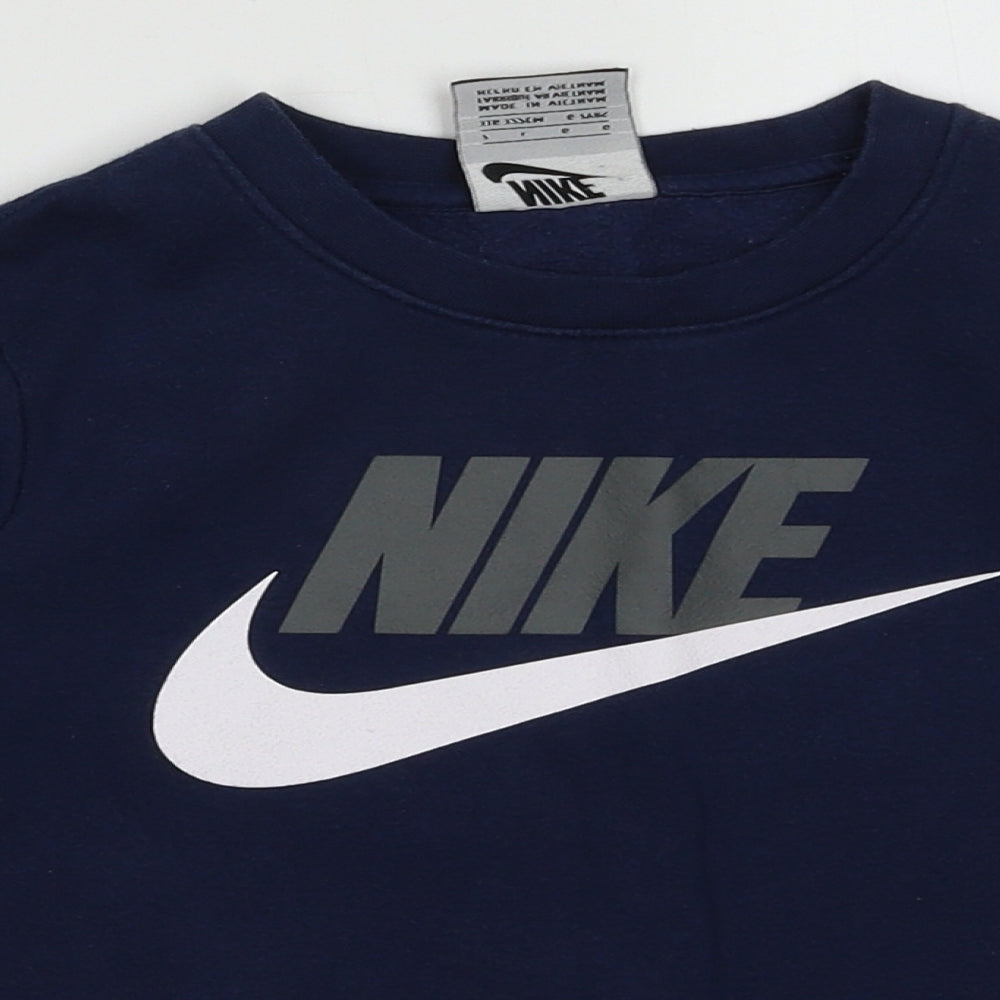 Nike Boys Blue  Cotton Pullover Sweatshirt Size 6-7 Years  Pullover
