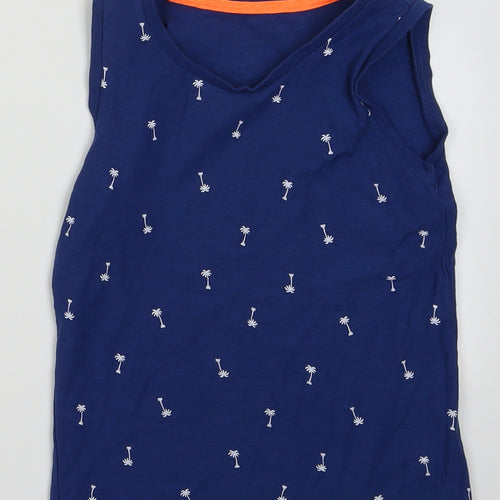 Matalan Boys Blue Geometric Cotton Basic Tank Size 5-6 Years Crew Neck Pullover - Palm Tree Print