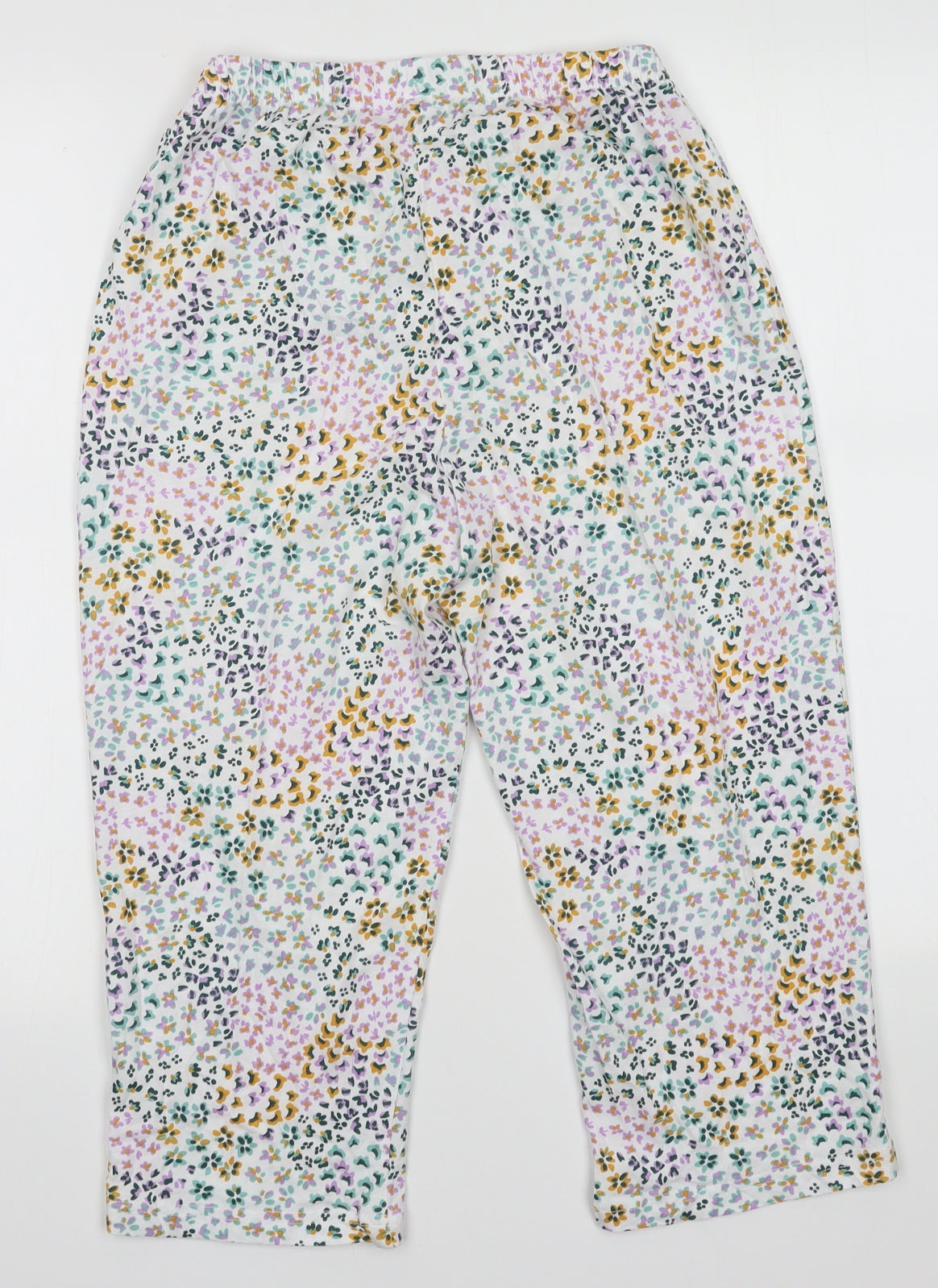 Preworn Womens Multicoloured Floral Cotton Capri Pyjama Pants Size S   - cropped