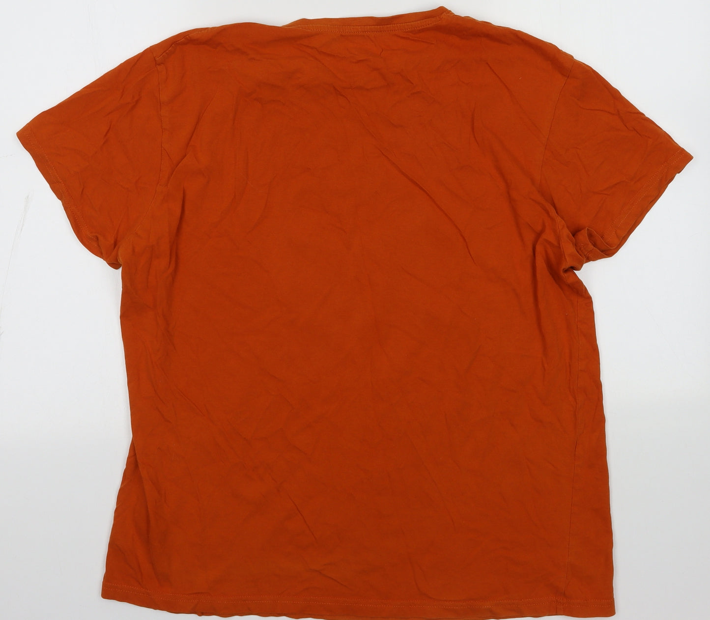 Primark Mens Orange  Cotton  T-Shirt Size XL Crew Neck  - superior clothing brand
