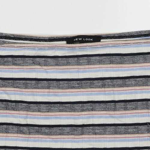 New Look Womens Multicoloured Striped Polyester Tunic T-Shirt Size 8 Off the Shoulder