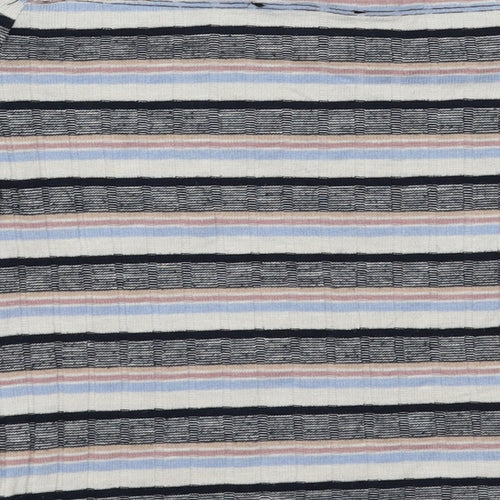 New Look Womens Multicoloured Striped Polyester Tunic T-Shirt Size 8 Off the Shoulder