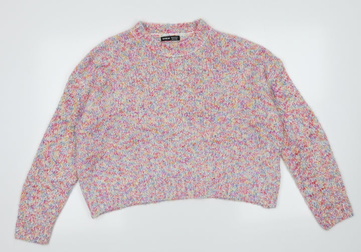 SheIn Womens Multicoloured Geometric Acrylic Pullover Sweatshirt Size M  Pullover