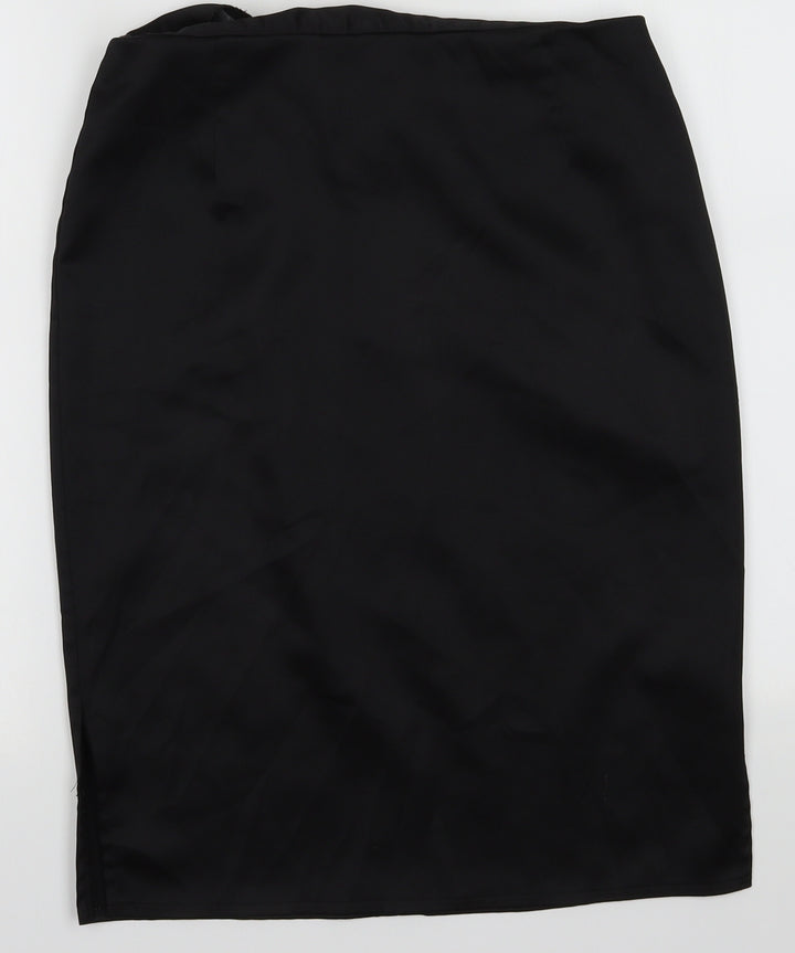 Ozone Womens Black Polyester A-Line Skirt Size 12 Zip
