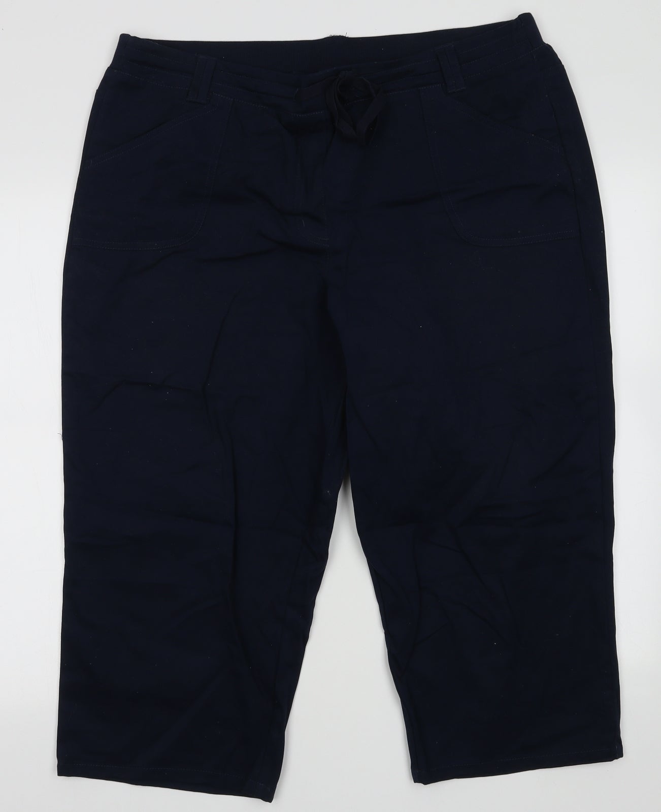 Cotton Traders Womens Blue  Coir Cropped Trousers Size 18 L22 in Regular Tie