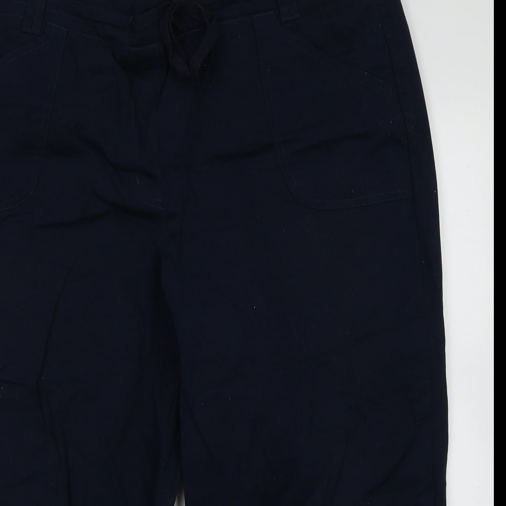 Cotton Traders Womens Blue  Coir Cropped Trousers Size 18 L22 in Regular Tie