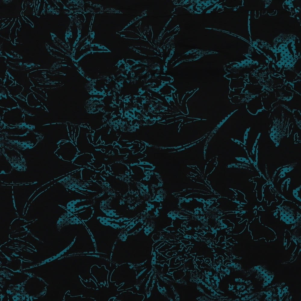 Avenue Womens Blue Floral Polyester Basic Blouse Size 16 V-Neck