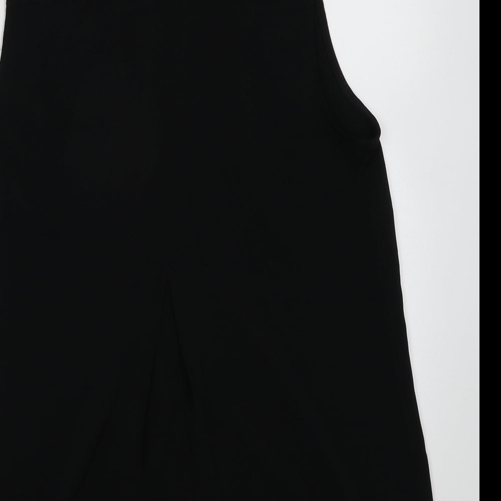 Warehouse Womens Black  Polyester Basic Button-Up Size 10 Collared