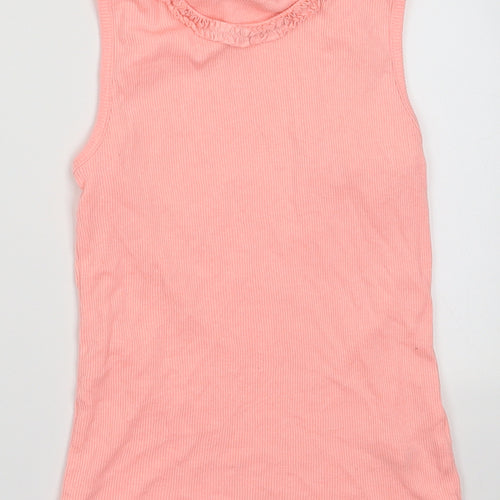 George Girls Pink  Cotton Basic Tank Size 8-9 Years Crew Neck Pullover