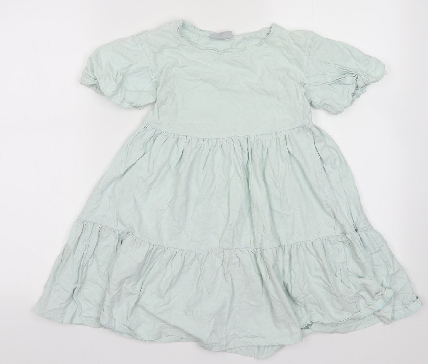 Matalan Girls Green  Cotton T-Shirt Dress  Size 9 Years  Crew Neck Pullover