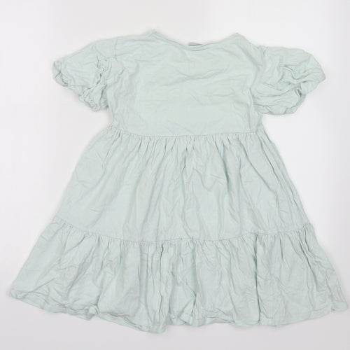 Matalan Girls Green  Cotton T-Shirt Dress  Size 9 Years  Crew Neck Pullover