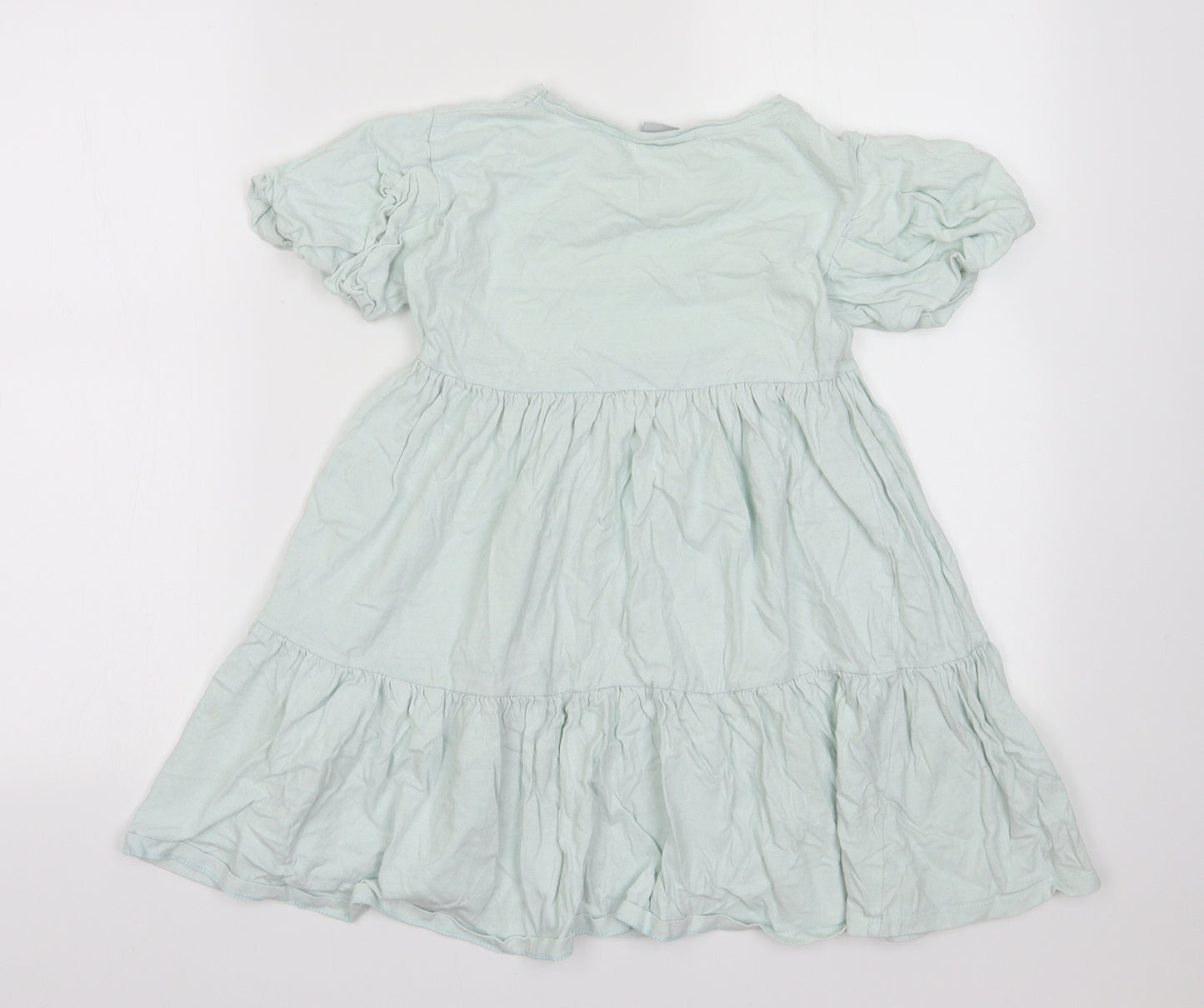 Matalan Girls Green  Cotton T-Shirt Dress  Size 9 Years  Crew Neck Pullover