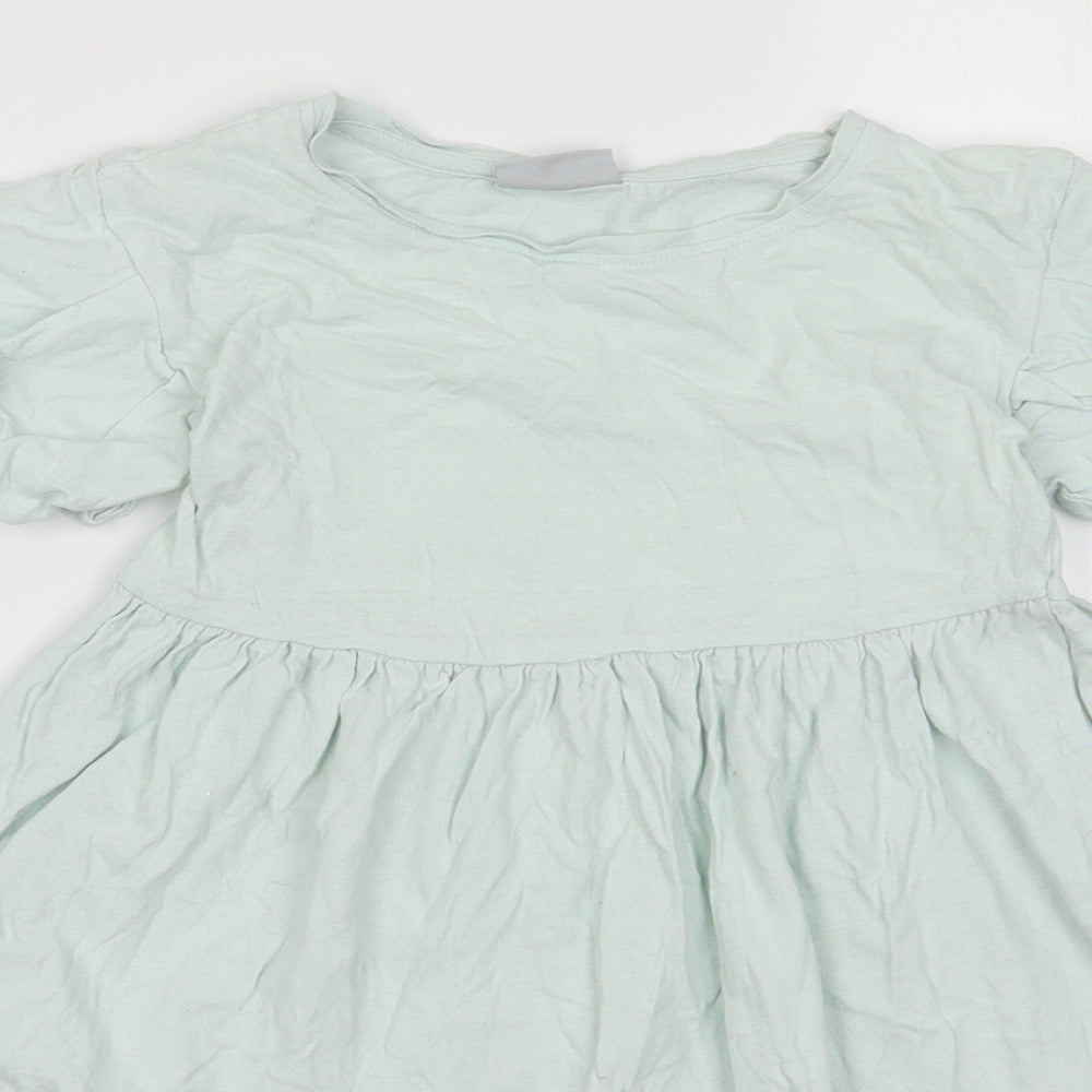 Matalan Girls Green  Cotton T-Shirt Dress  Size 9 Years  Crew Neck Pullover