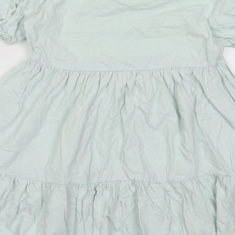 Matalan Girls Green  Cotton T-Shirt Dress  Size 9 Years  Crew Neck Pullover