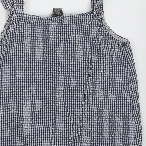 Primark Girls Blue  Polyester Cropped Tank Size 8-9 Years Square Neck Button - Tie at bottom, button-up