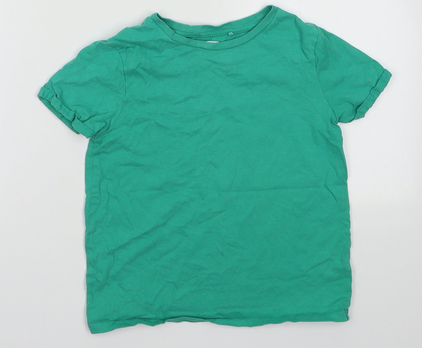 NEXT Girls Green  Cotton Basic T-Shirt Size 9 Years Crew Neck Pullover