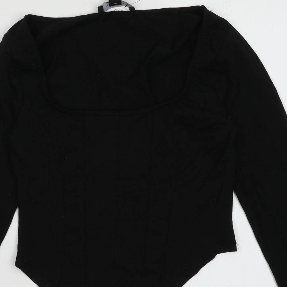 New Look Womens Black  Cotton Camisole Blouse Size 10 Square Neck