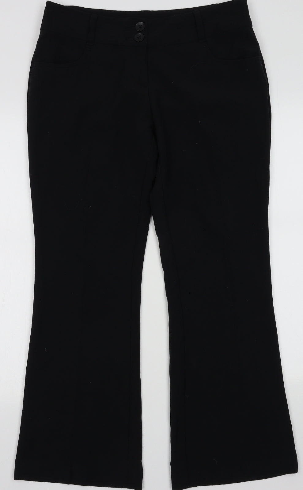 NEXT Womens Black  Polyester Trousers  Size 12 L30 in Regular Button