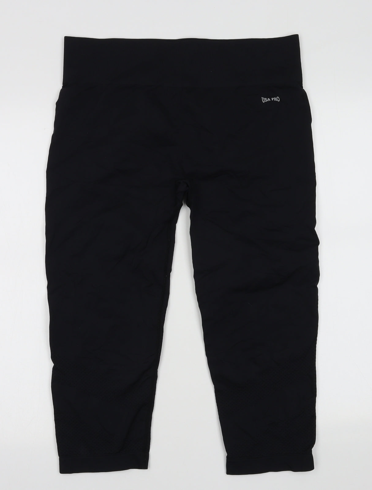 USA Pro Womens Black  Polyamide Cropped Leggings Size 14 L20 in Regular