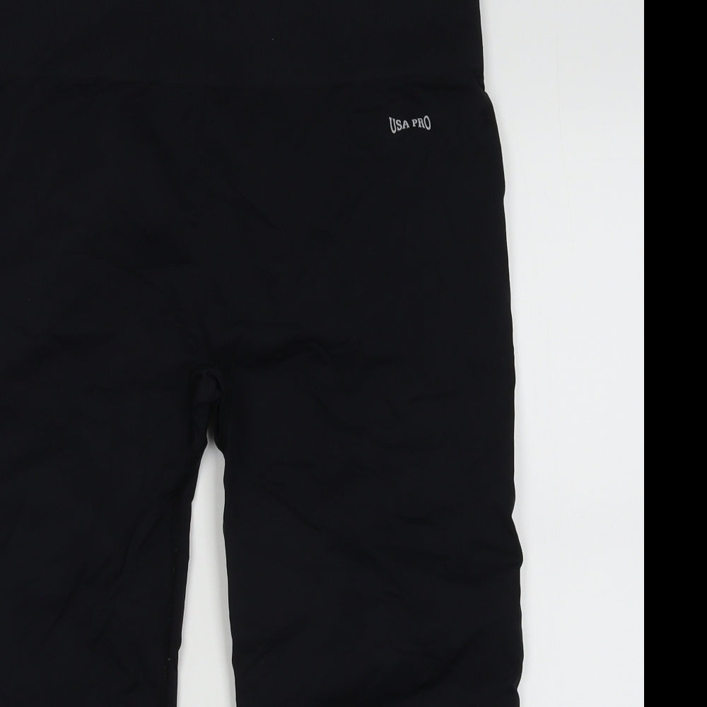 USA Pro Womens Black  Polyamide Cropped Leggings Size 14 L20 in Regular