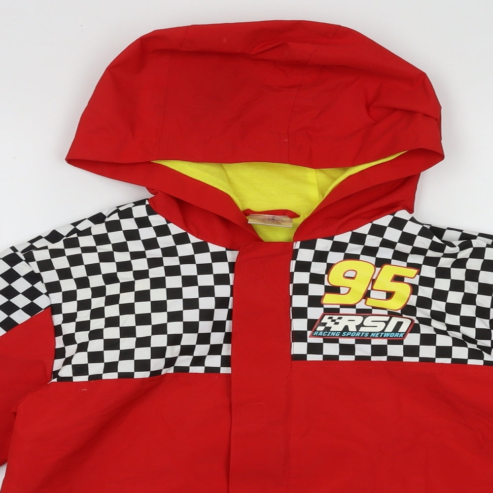 Disney Boys Red   Rain Coat Coat Size 7-8 Years  Zip - Cars