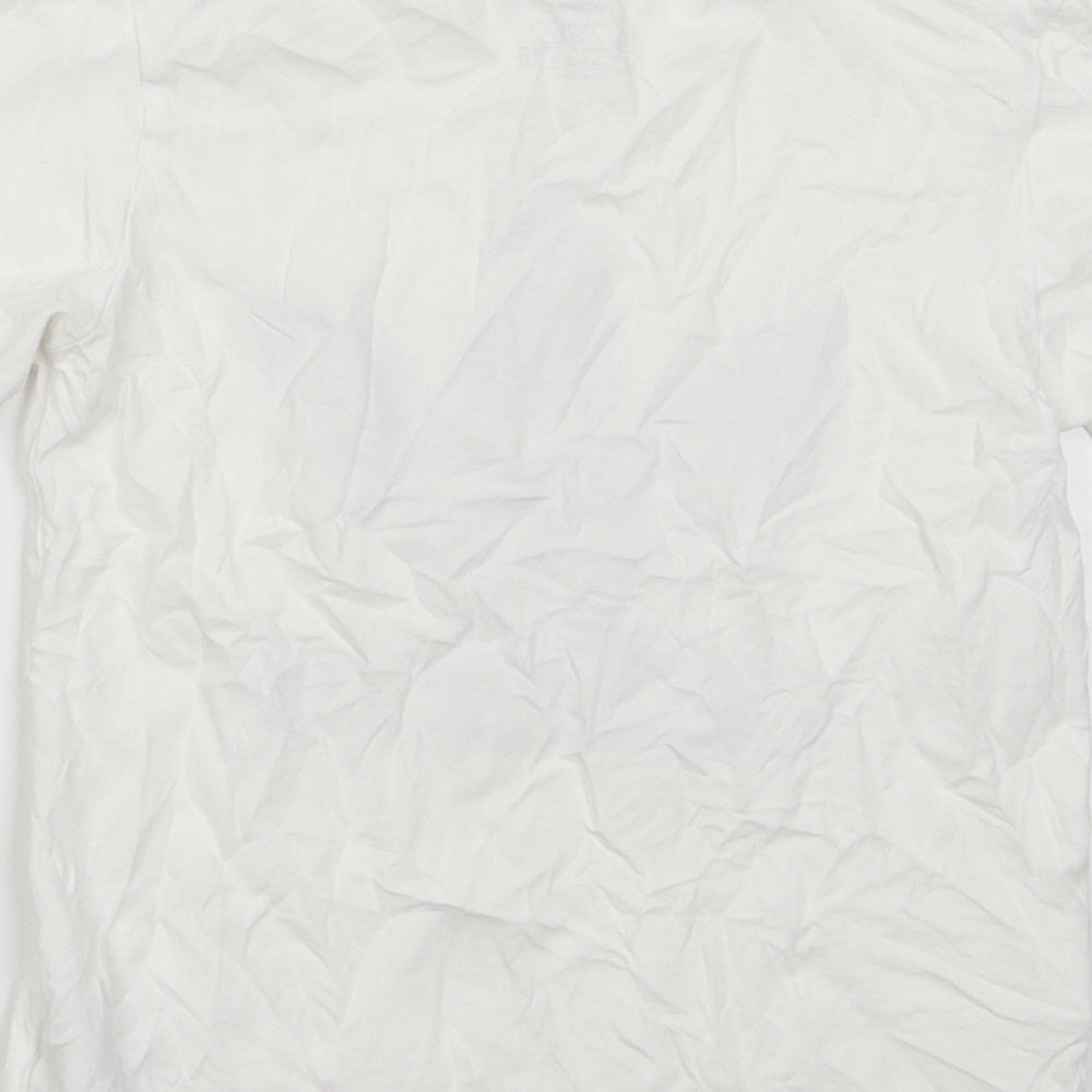 adidas Boys White  Cotton Basic T-Shirt Size 6-7 Years Crew Neck Pullover