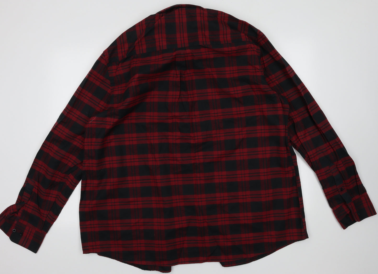 Jacamo Mens Red Check Cotton  Button-Up Size 2XL Collared Button