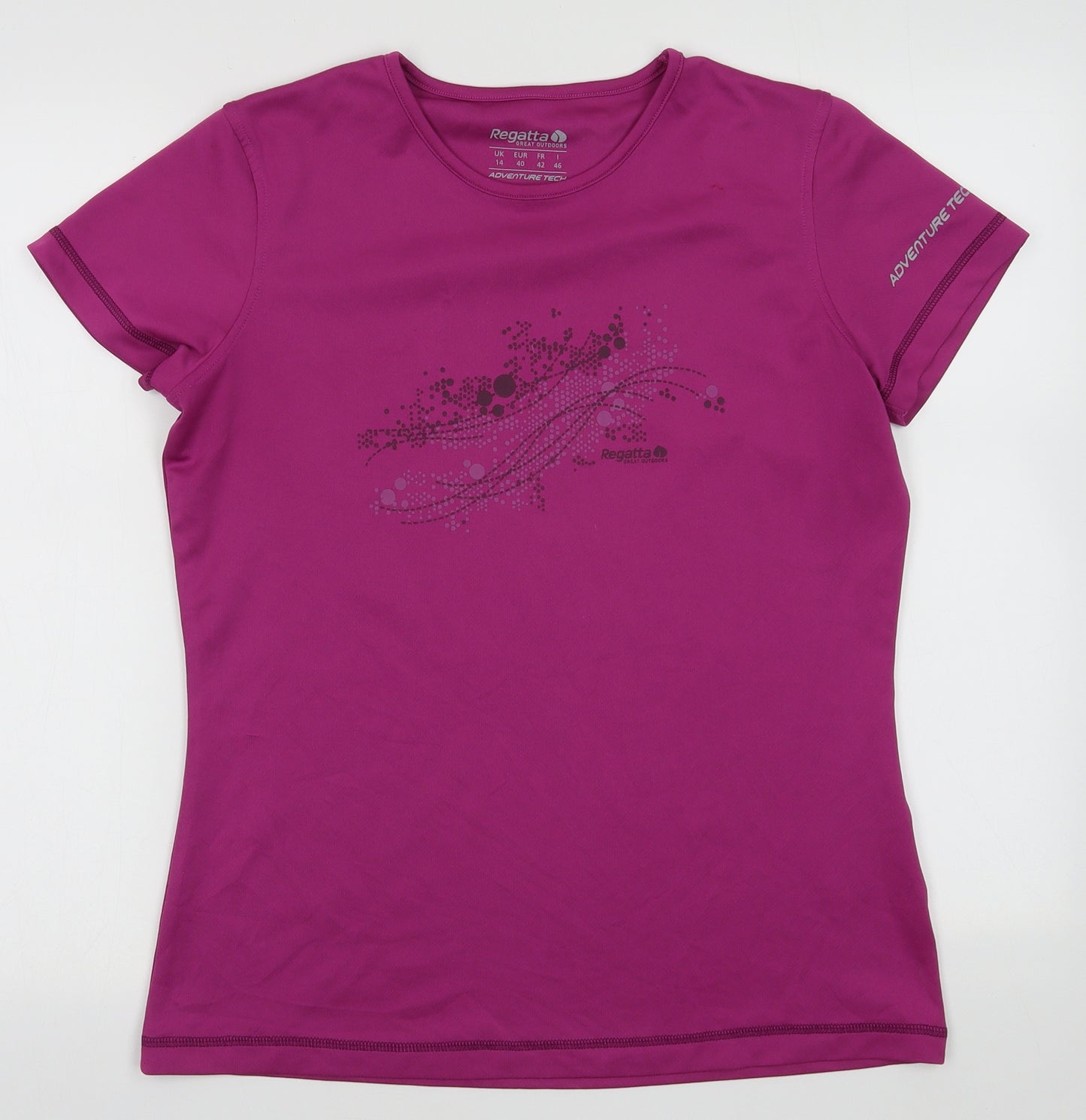 Regatta Womens Purple  Polyester Basic T-Shirt Size 14 Crew Neck Pullover