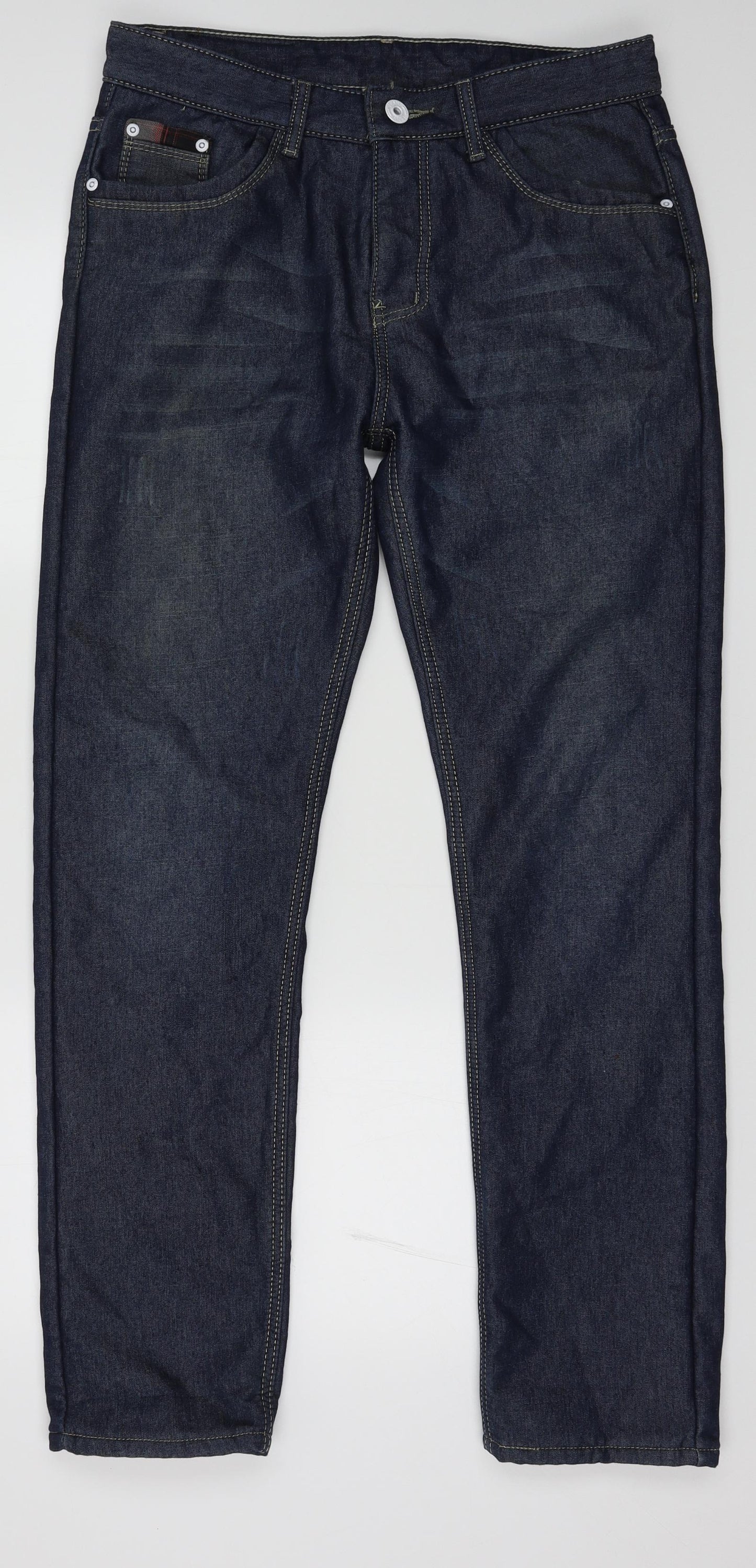 Jeans Mens Beige  Cotton Straight Jeans Size 32 L32 in Regular Button