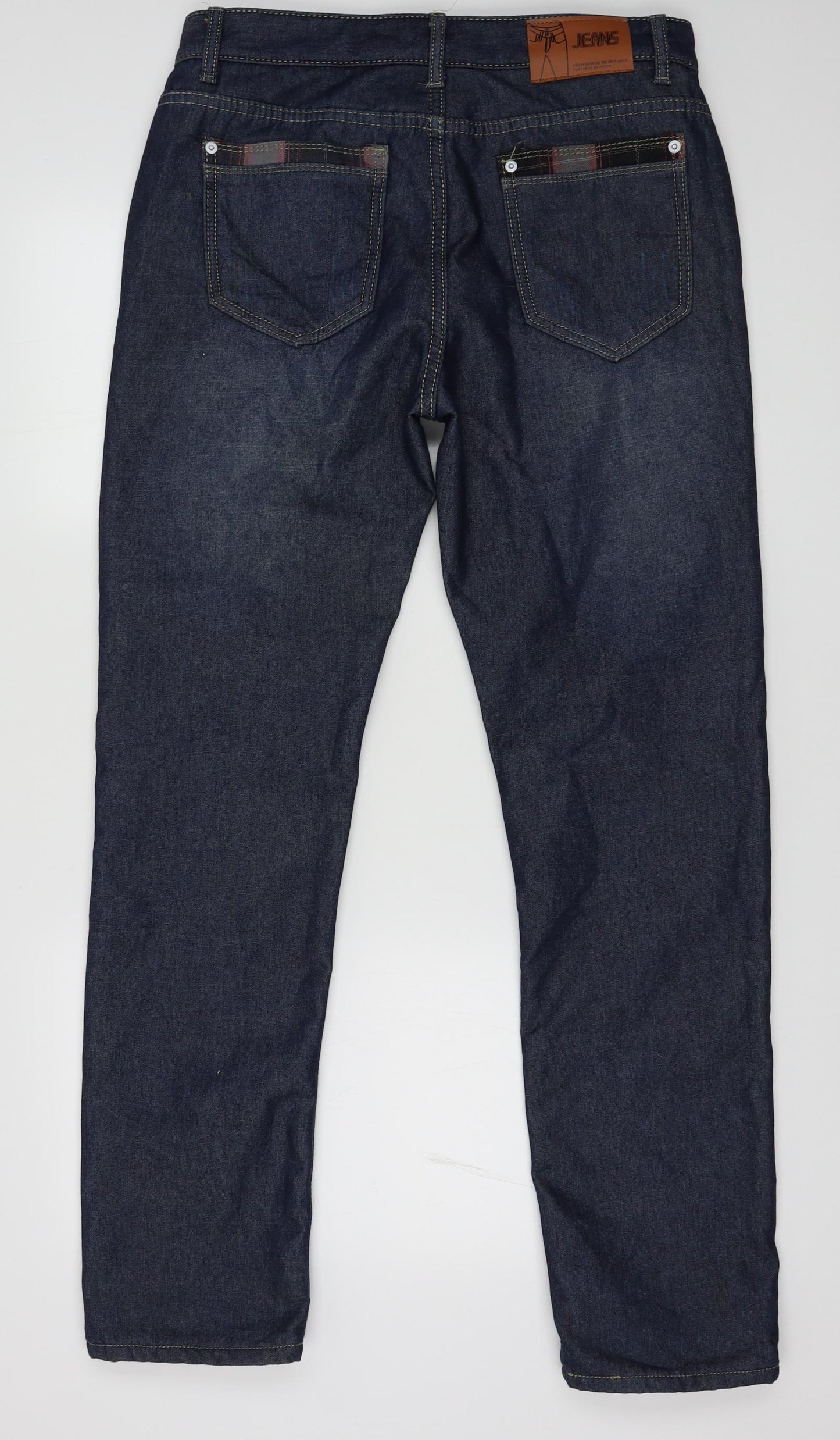 Jeans Mens Beige  Cotton Straight Jeans Size 32 L32 in Regular Button