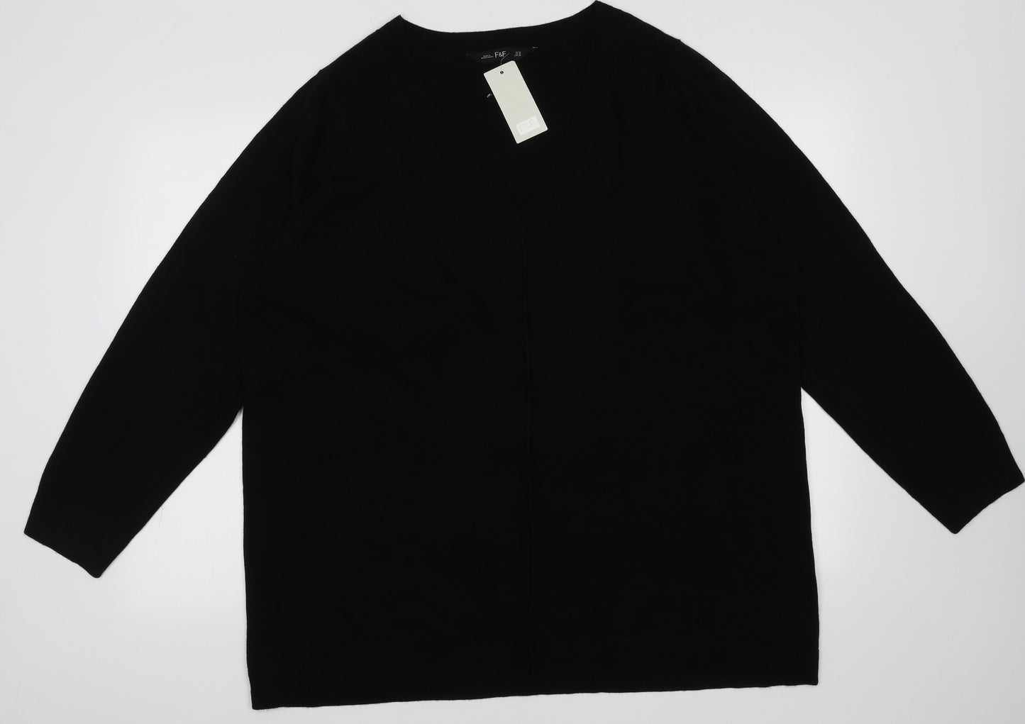 F&F Womens Black  Acrylic Pullover Sweatshirt Size 22  Pullover