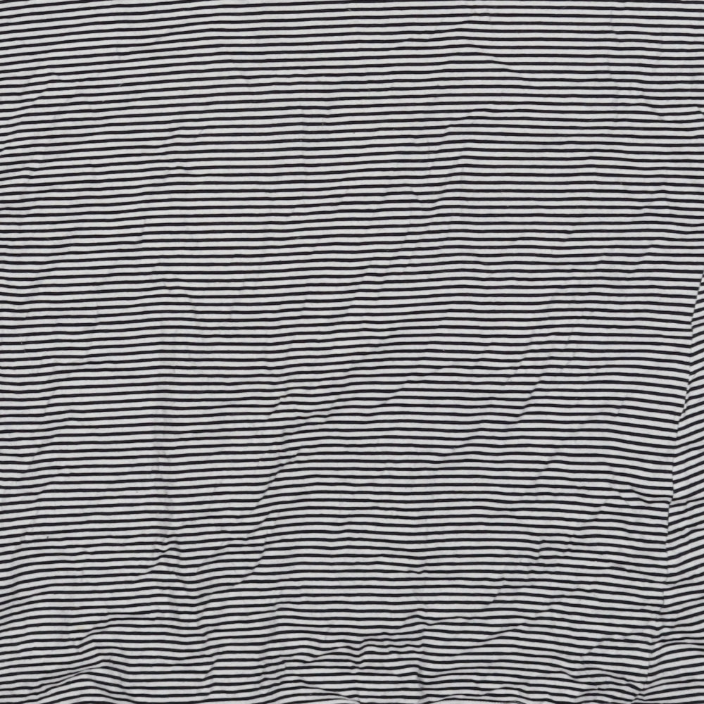 New Look Womens Black Striped Cotton Basic T-Shirt Size 8 Crew Neck - Tie