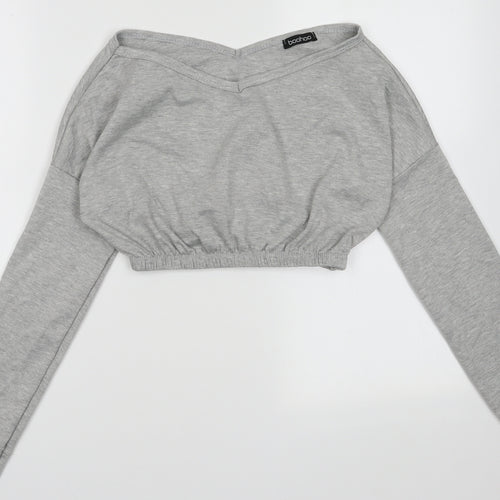 Boohoo Womens Grey  Viscose Pullover Sweatshirt Size S  Pullover - cropped