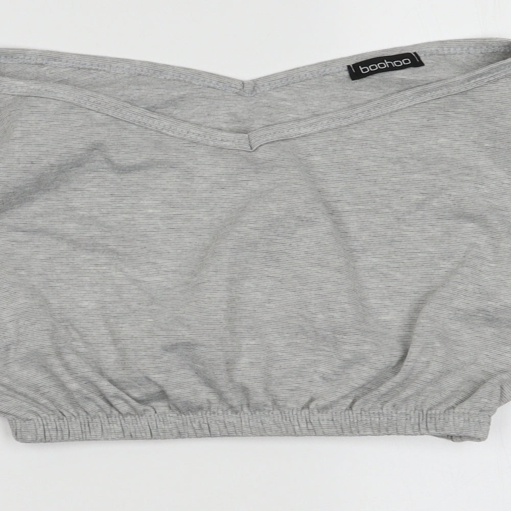 Boohoo Womens Grey  Viscose Pullover Sweatshirt Size S  Pullover - cropped