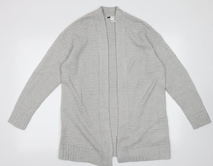 H&M Womens Grey V-Neck  Acrylic Cardigan Jumper Size S