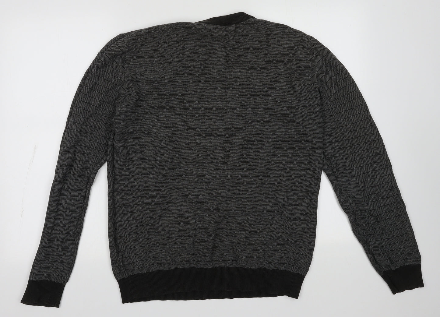 Brave Soul Mens Grey Argyle/Diamond Cotton Pullover Sweatshirt Size L