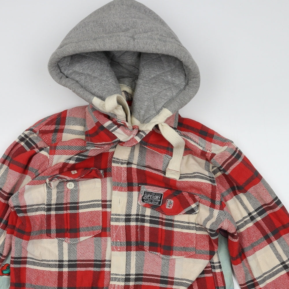 Superdry Mens Red Check  Jacket  Size XL  Button