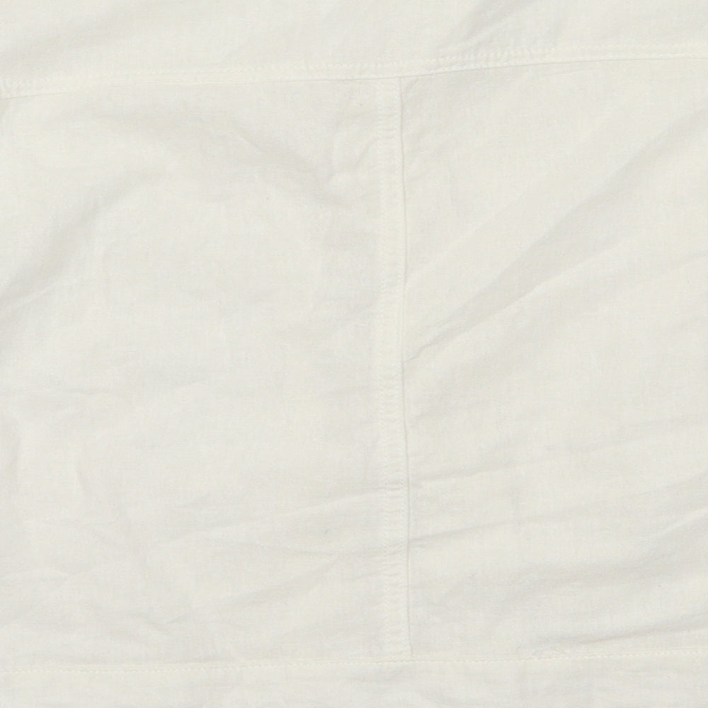 sainsburys Womens White  Linen Basic Button-Up Size 12 Crew Neck