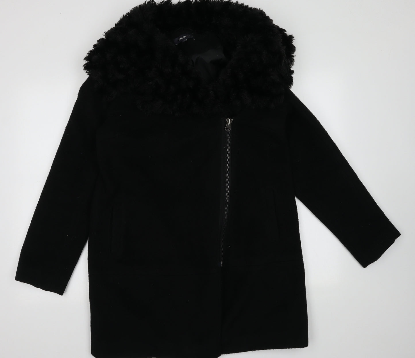 Marks and Spencer Womens Black   Overcoat Coat Size 12  Zip