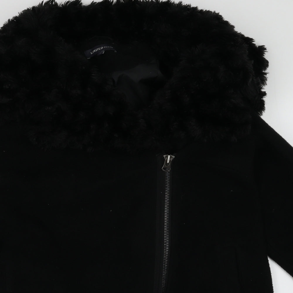 Marks and Spencer Womens Black   Overcoat Coat Size 12  Zip