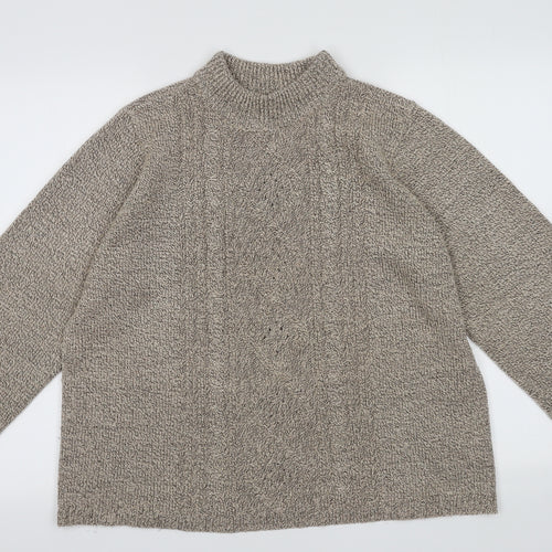BM Womens Beige Argyle/Diamond Acrylic Pullover Sweatshirt Size M  Pullover