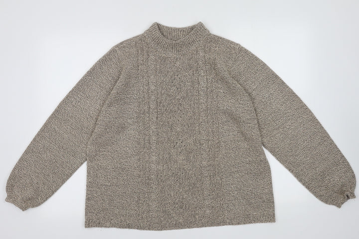 BM Womens Beige Argyle/Diamond Acrylic Pullover Sweatshirt Size M  Pullover