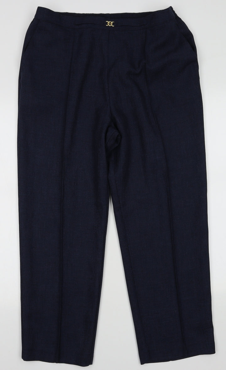 Marks and Spencer Womens Blue Polyester Trousers Size 18 L28 in Regular
