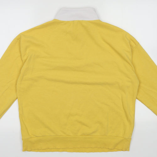 New Look Womens Yellow Striped Cotton Pullover Sweatshirt Size 12  Zip