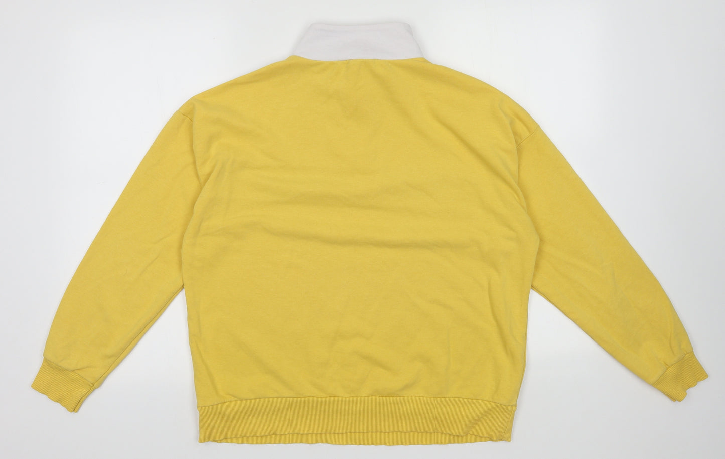 New Look Womens Yellow Striped Cotton Pullover Sweatshirt Size 12  Zip