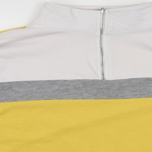 New Look Womens Yellow Striped Cotton Pullover Sweatshirt Size 12  Zip