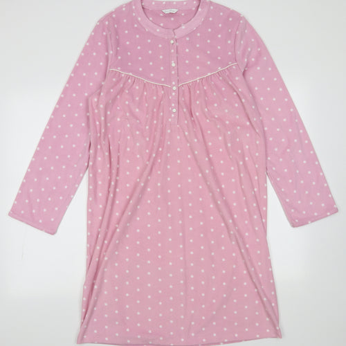 Marks and Spencer Womens Pink Polka Dot Polyester  Dress Size 12  Button