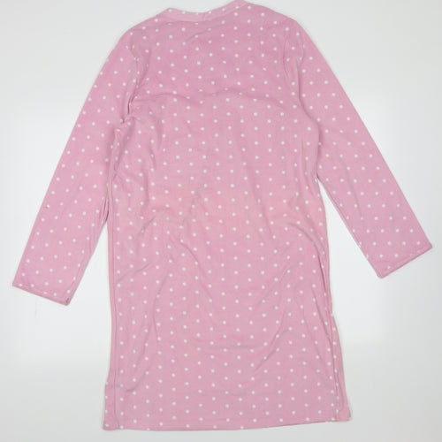 Marks and Spencer Womens Pink Polka Dot Polyester  Dress Size 12  Button