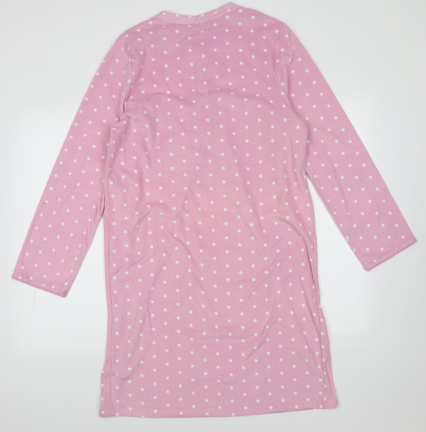 Marks and Spencer Womens Pink Polka Dot Polyester  Dress Size 12  Button